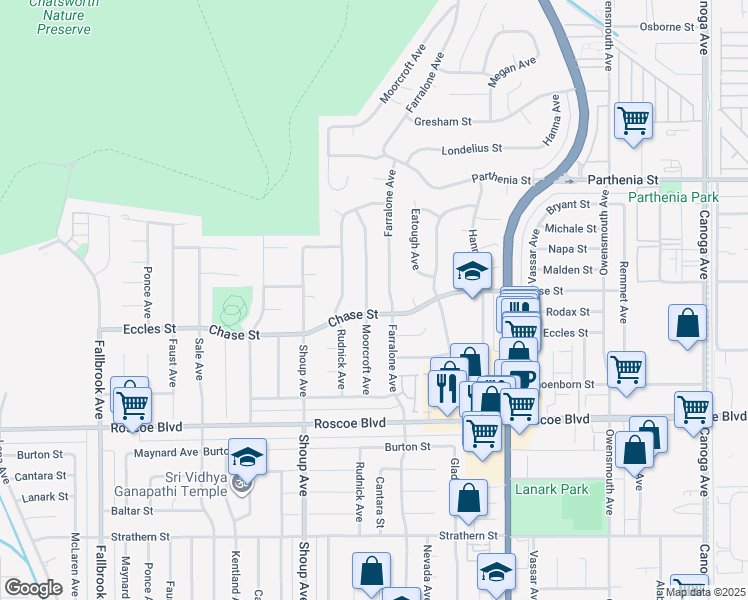 map of restaurants, bars, coffee shops, grocery stores, and more near 8464 Moorcroft Avenue in Los Angeles