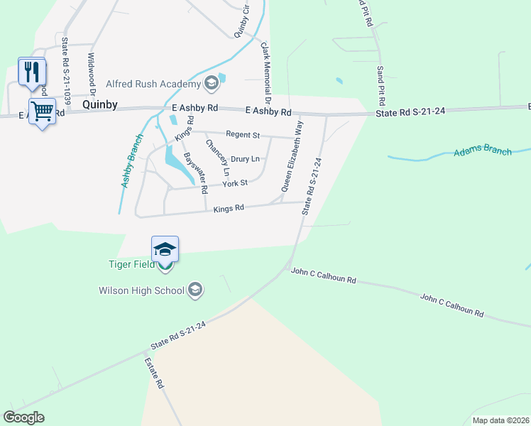 map of restaurants, bars, coffee shops, grocery stores, and more near 83 Kings Rd in Florence