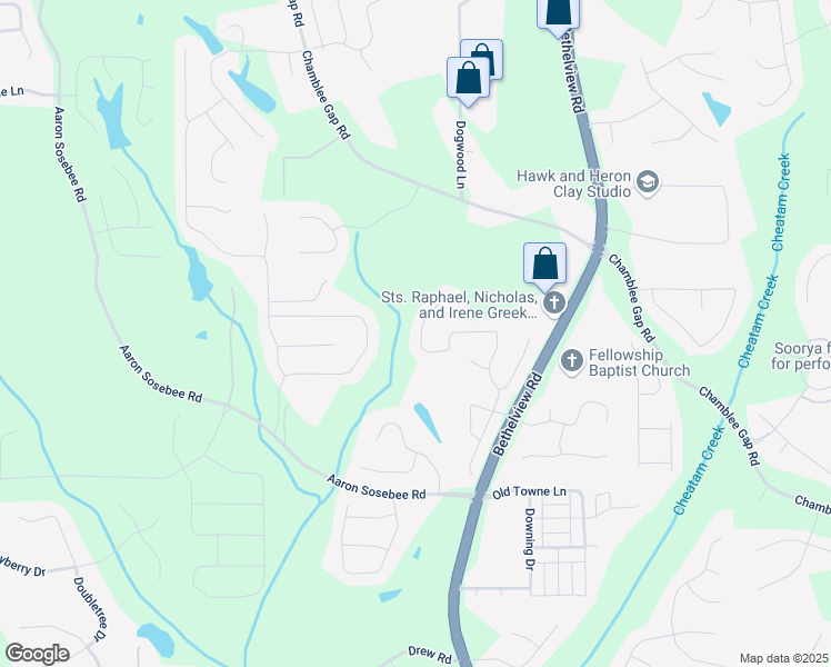 map of restaurants, bars, coffee shops, grocery stores, and more near 3745 Valleyway Road in Cumming