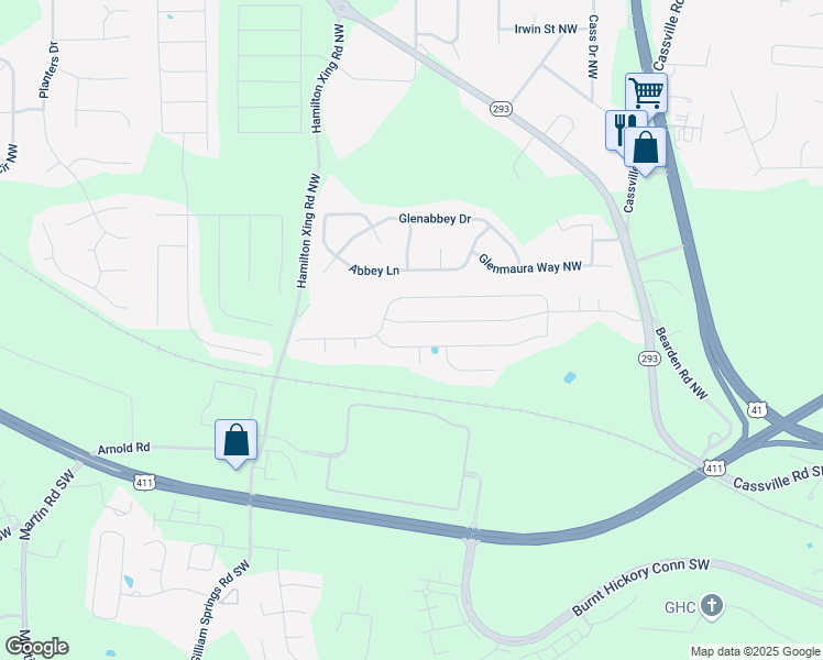 map of restaurants, bars, coffee shops, grocery stores, and more near 71 Hamilton Boulevard Northwest in Cartersville
