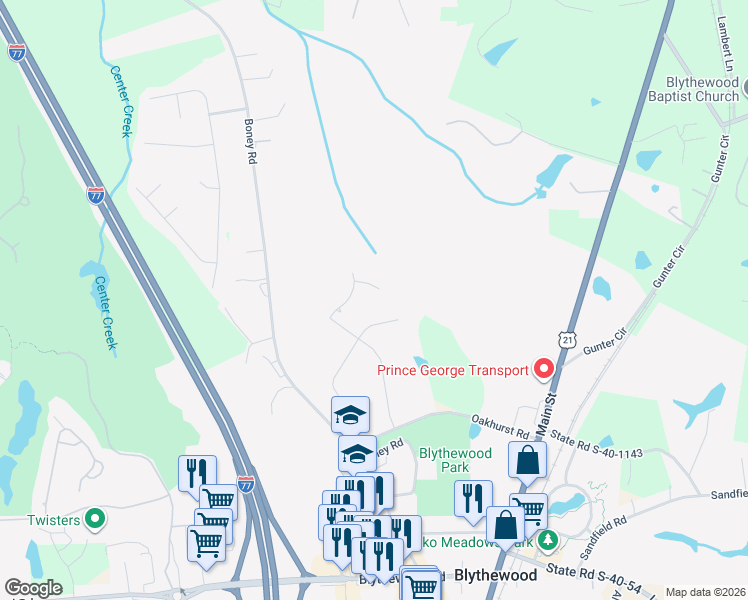 map of restaurants, bars, coffee shops, grocery stores, and more near 4 Cross Ridge Ct in Blythewood