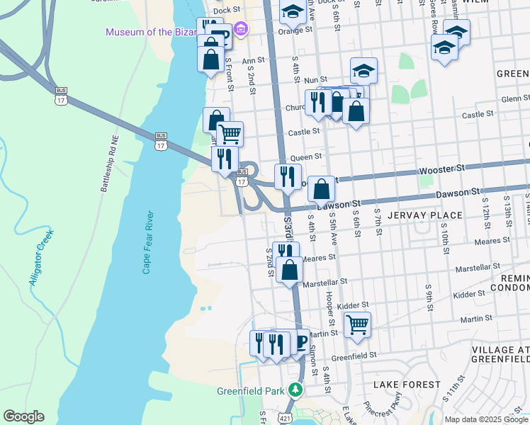 map of restaurants, bars, coffee shops, grocery stores, and more near 901 South 2nd Street in Wilmington