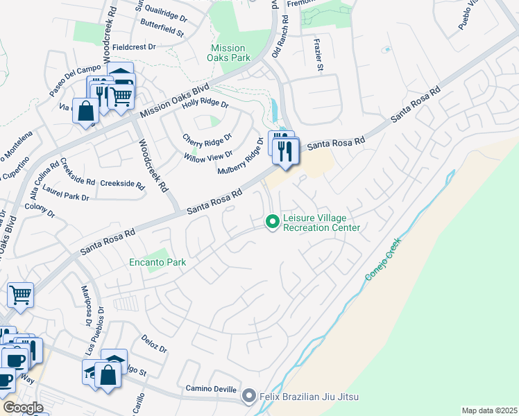 map of restaurants, bars, coffee shops, grocery stores, and more near 11225 Village 11 in Camarillo