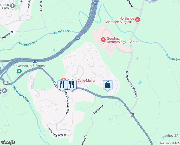 map of restaurants, bars, coffee shops, grocery stores, and more near 2430 Trenton Drive in Canton