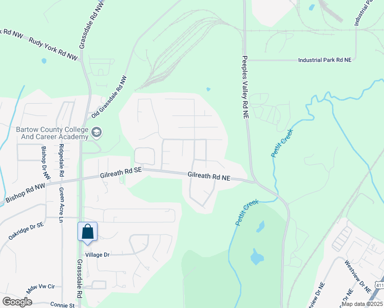 map of restaurants, bars, coffee shops, grocery stores, and more near 39 Summer Place Northwest in Cartersville