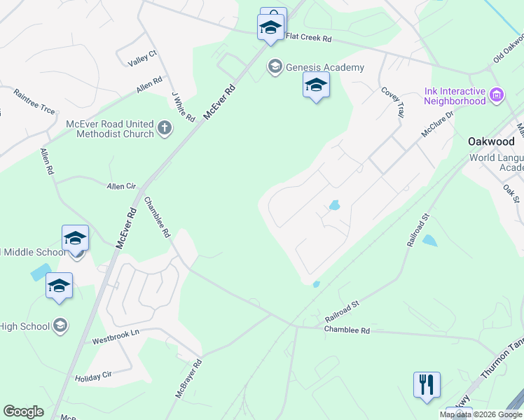 map of restaurants, bars, coffee shops, grocery stores, and more near 4519 Candlestick Lane in Oakwood