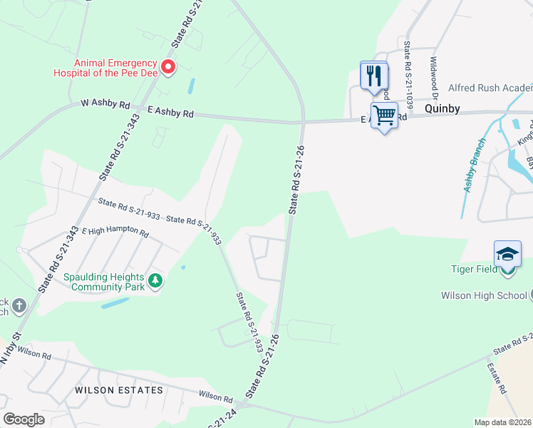 map of restaurants, bars, coffee shops, grocery stores, and more near 514 East McIver Road in Florence