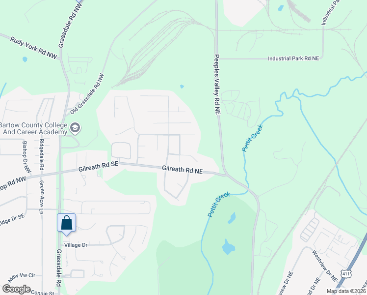 map of restaurants, bars, coffee shops, grocery stores, and more near 20 Gilreath Trail Northwest in Cartersville