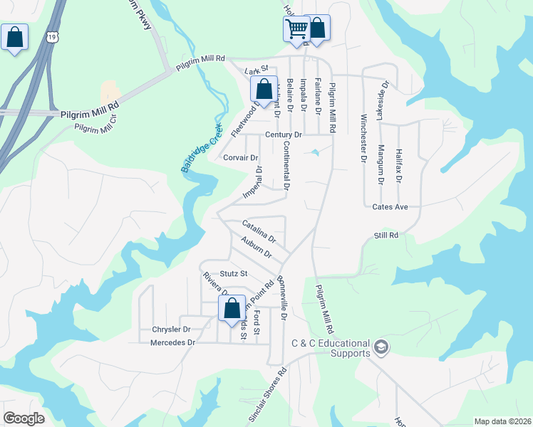 map of restaurants, bars, coffee shops, grocery stores, and more near 3485 Monterey Street in Cumming