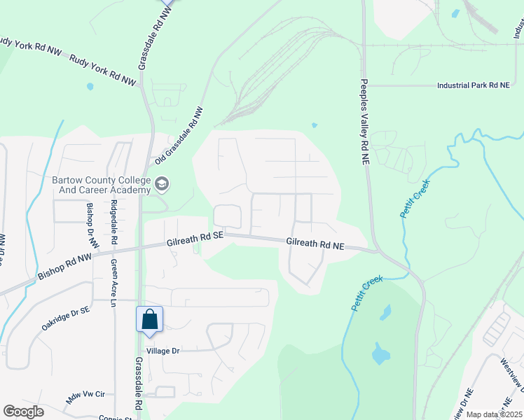 map of restaurants, bars, coffee shops, grocery stores, and more near 14 Balsam Drive in Cartersville