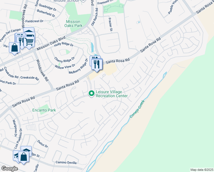 map of restaurants, bars, coffee shops, grocery stores, and more near 15113 Village 15 in Camarillo