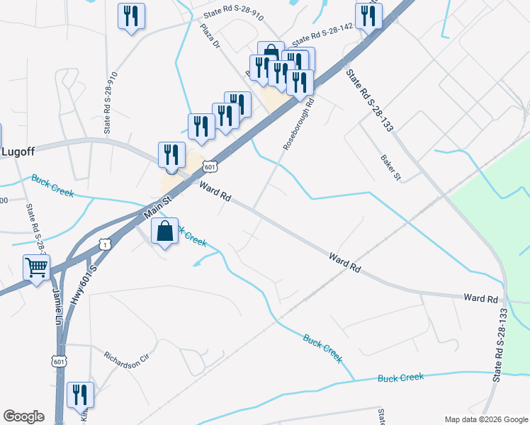 map of restaurants, bars, coffee shops, grocery stores, and more near 3 Canter Field Lane in Lugoff