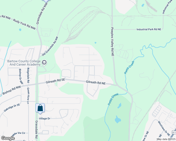 map of restaurants, bars, coffee shops, grocery stores, and more near 59 Summer Place Northwest in Cartersville