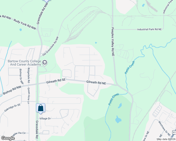 map of restaurants, bars, coffee shops, grocery stores, and more near 19 Jackson Place in Cartersville