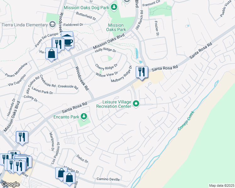 map of restaurants, bars, coffee shops, grocery stores, and more near 9163 Village 9 in Camarillo