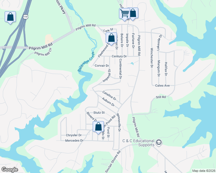 map of restaurants, bars, coffee shops, grocery stores, and more near 3425 Catalina Drive in Cumming