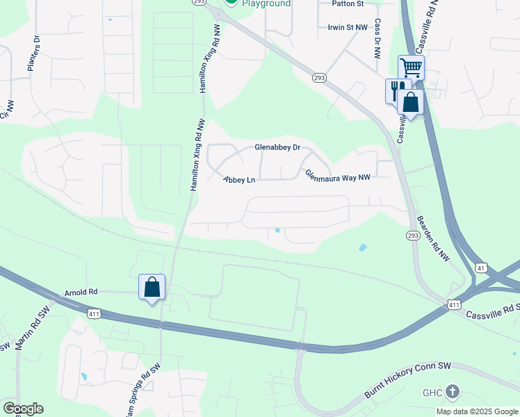 map of restaurants, bars, coffee shops, grocery stores, and more near 72 Hamilton Boulevard Northwest in Cartersville