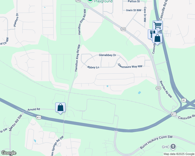 map of restaurants, bars, coffee shops, grocery stores, and more near 73 Hamilton Boulevard Northwest in Cartersville
