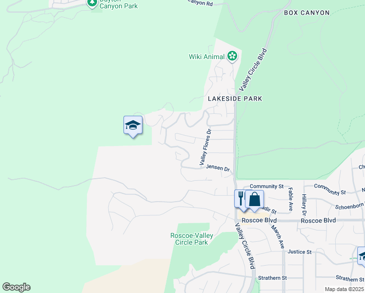 map of restaurants, bars, coffee shops, grocery stores, and more near 8350 Hillcroft Drive in Los Angeles