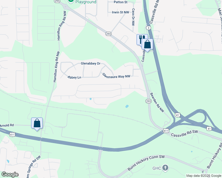 map of restaurants, bars, coffee shops, grocery stores, and more near 38 Hamilton Boulevard Northwest in Cartersville