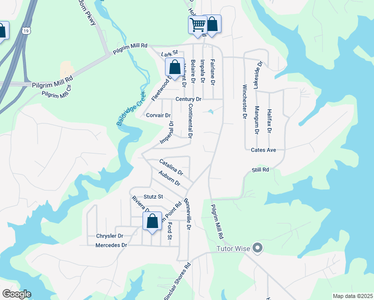 map of restaurants, bars, coffee shops, grocery stores, and more near 3385 Continental Drive in Cumming