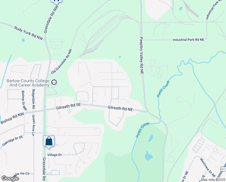 map of restaurants, bars, coffee shops, grocery stores, and more near 72 Summer Place Northwest in Cartersville