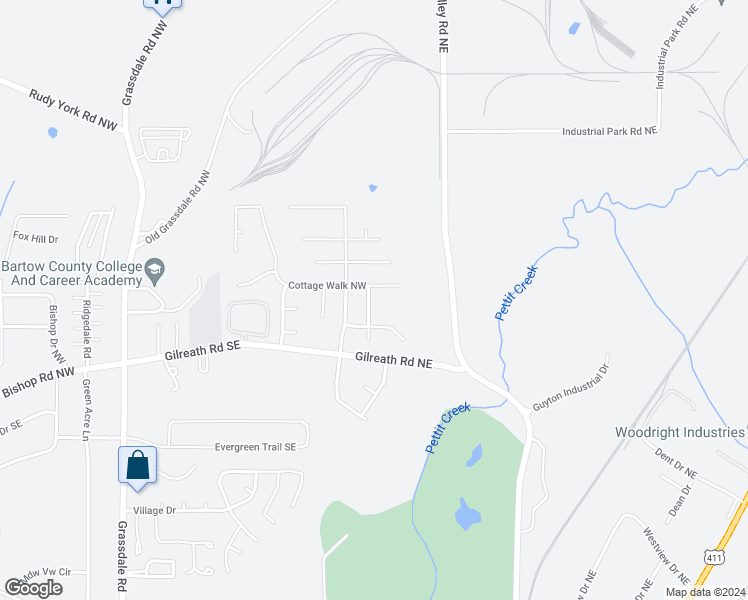 map of restaurants, bars, coffee shops, grocery stores, and more near 13 Gilreath Trail Northwest in Cartersville