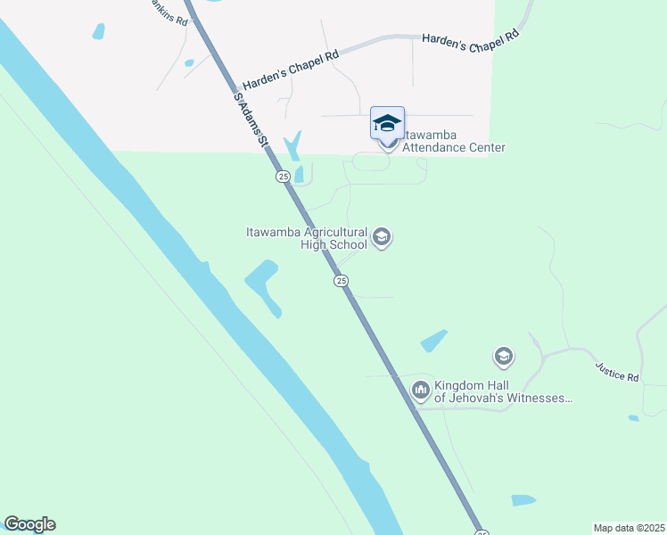 map of restaurants, bars, coffee shops, grocery stores, and more near 11900 Mississippi 25 in Fulton