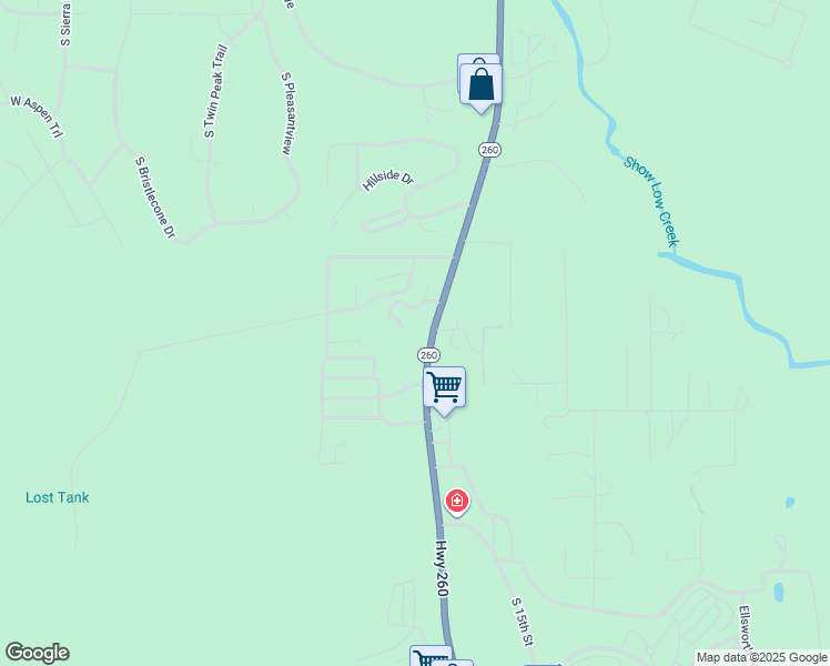 map of restaurants, bars, coffee shops, grocery stores, and more near 506 South White Mountain Road in Show Low