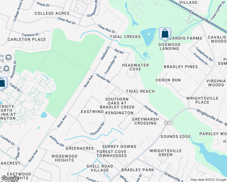 map of restaurants, bars, coffee shops, grocery stores, and more near 6109 Teal St in Wilmington