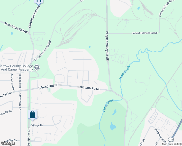 map of restaurants, bars, coffee shops, grocery stores, and more near 21 Cottage Walk Northwest in Cartersville
