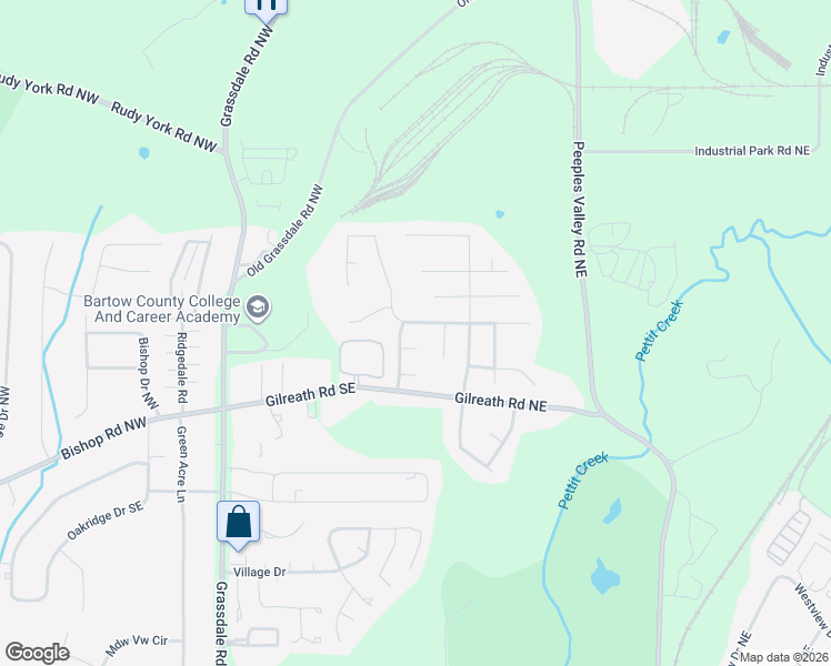 map of restaurants, bars, coffee shops, grocery stores, and more near 51 Cottage Walk Northwest in Cartersville