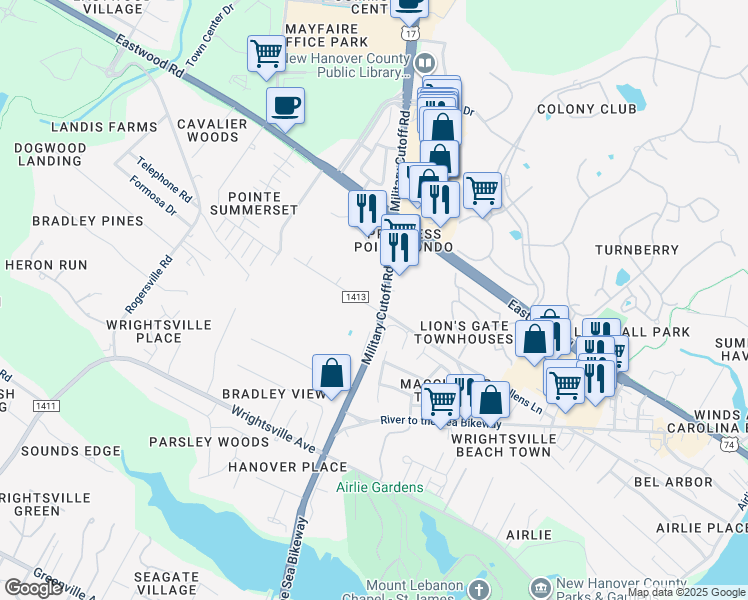 map of restaurants, bars, coffee shops, grocery stores, and more near 57 Sturdivant Drive in Wilmington