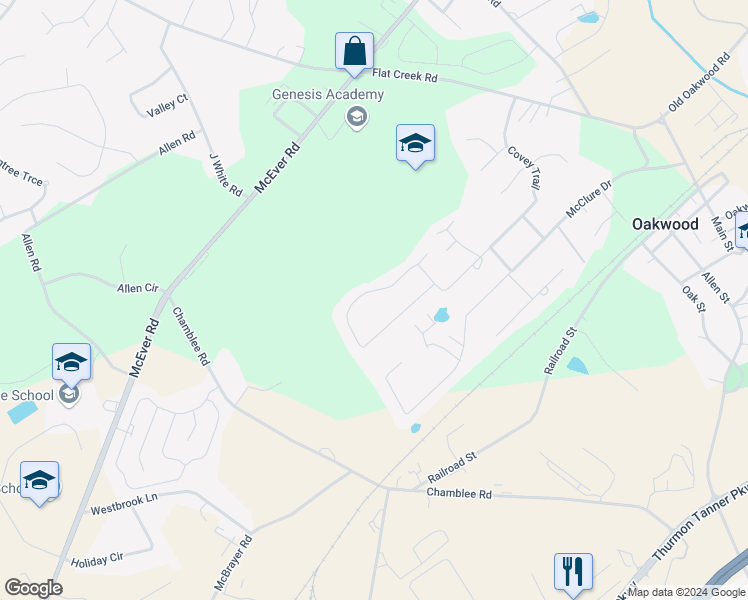 map of restaurants, bars, coffee shops, grocery stores, and more near 4542 Candlestick Lane in Oakwood