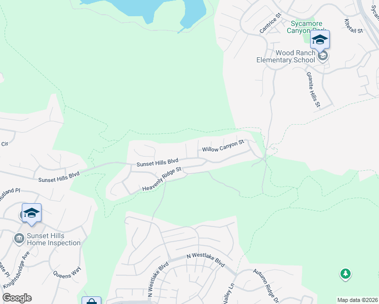map of restaurants, bars, coffee shops, grocery stores, and more near 3349 Woodworth Avenue in Thousand Oaks