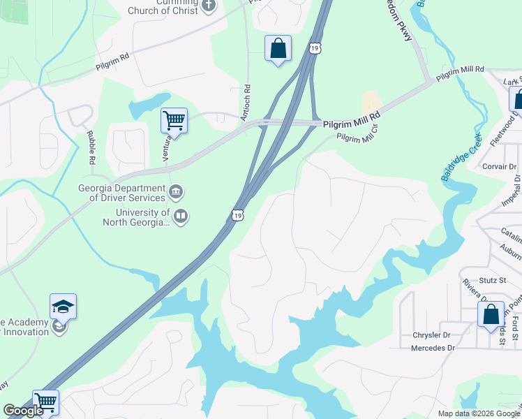 map of restaurants, bars, coffee shops, grocery stores, and more near 1930 Lanier Heights Drive in Cumming