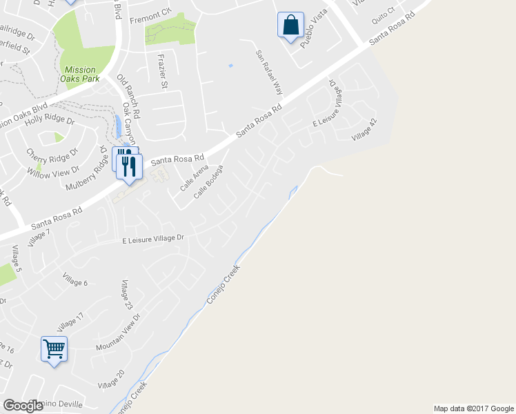 map of restaurants, bars, coffee shops, grocery stores, and more near 34122 Village 34 in Camarillo