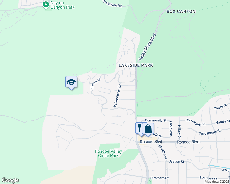 map of restaurants, bars, coffee shops, grocery stores, and more near 24014 Eagle Mountain Street in Los Angeles