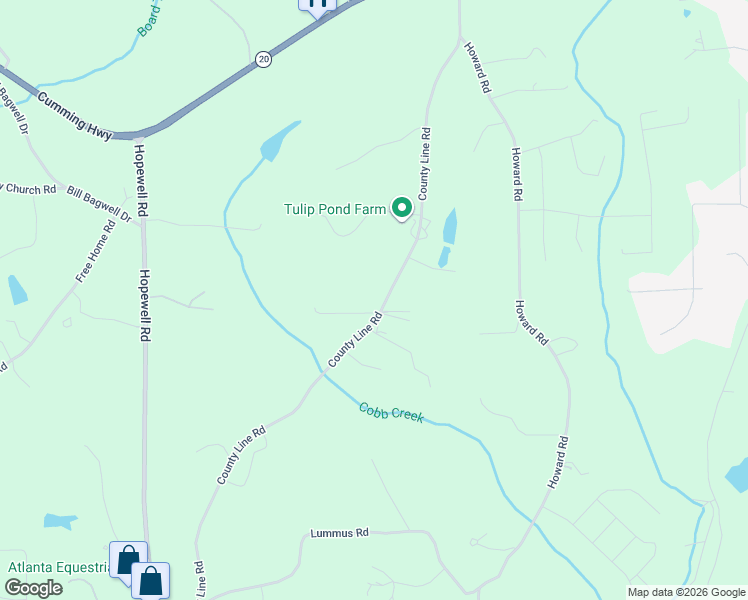 map of restaurants, bars, coffee shops, grocery stores, and more near 1209 County Line Road in Cumming