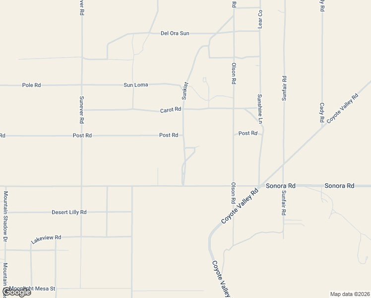 map of restaurants, bars, coffee shops, grocery stores, and more near Sonora Road in Joshua Tree