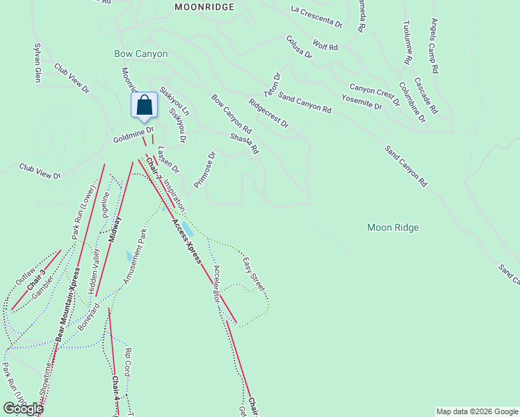 map of restaurants, bars, coffee shops, grocery stores, and more near 43535 Shasta Place in Big Bear Lake
