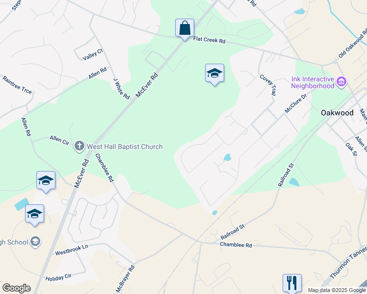 map of restaurants, bars, coffee shops, grocery stores, and more near 4539 Candlestick Lane in Oakwood