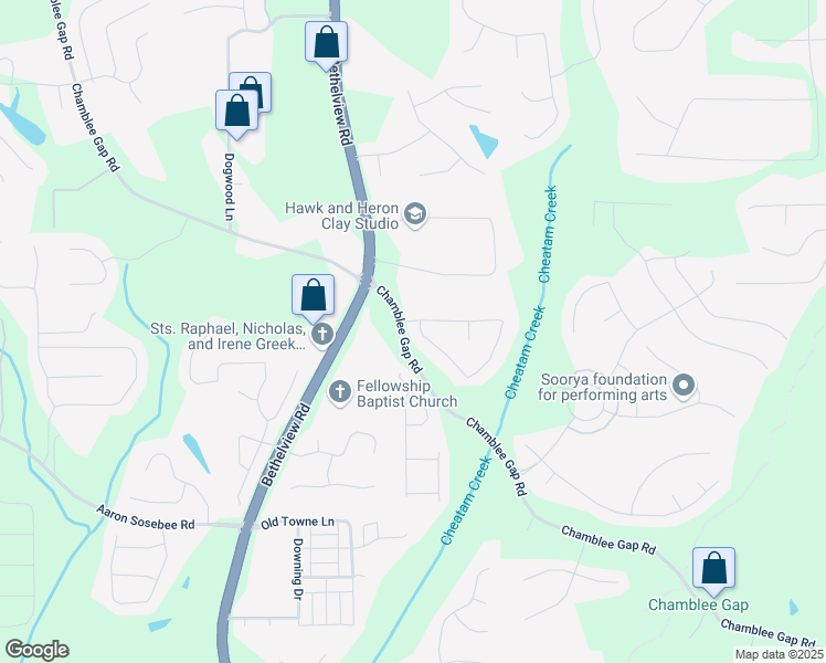 map of restaurants, bars, coffee shops, grocery stores, and more near 2965 Westlington Circle in Cumming