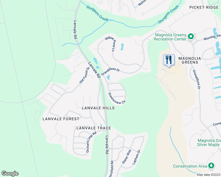 map of restaurants, bars, coffee shops, grocery stores, and more near 1304 Arbor Ridge Way in Leland
