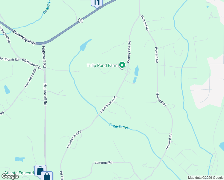 map of restaurants, bars, coffee shops, grocery stores, and more near 1209 County Line Road in Cumming