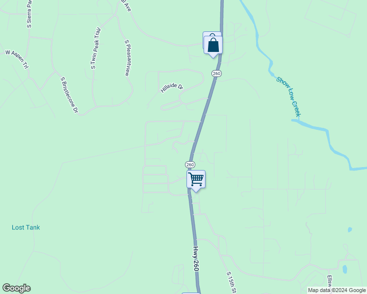 map of restaurants, bars, coffee shops, grocery stores, and more near 424 South White Mountain Road in Show Low