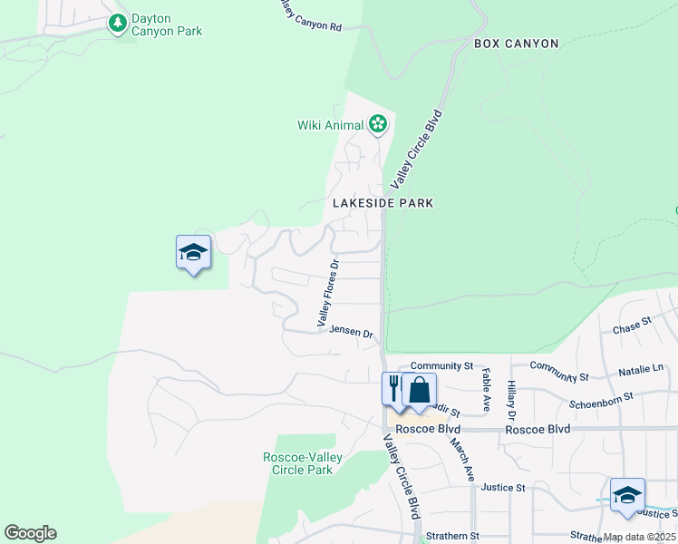 map of restaurants, bars, coffee shops, grocery stores, and more near 23961 Eagle Mountain Street in Los Angeles