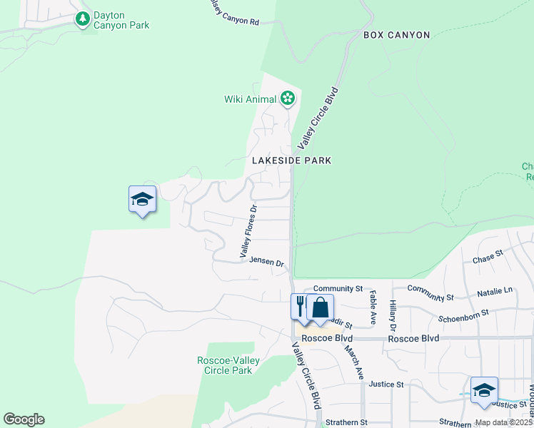 map of restaurants, bars, coffee shops, grocery stores, and more near 23943 Eagle Mountain Street in Los Angeles