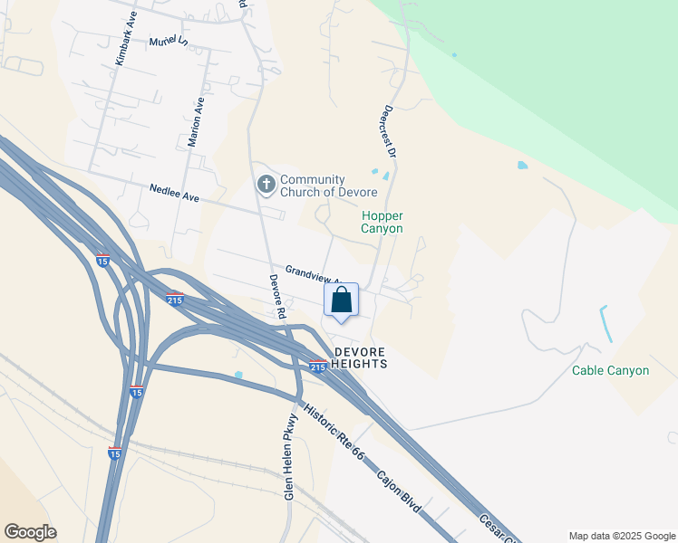 map of restaurants, bars, coffee shops, grocery stores, and more near 18526 Grandview Avenue in San Bernardino