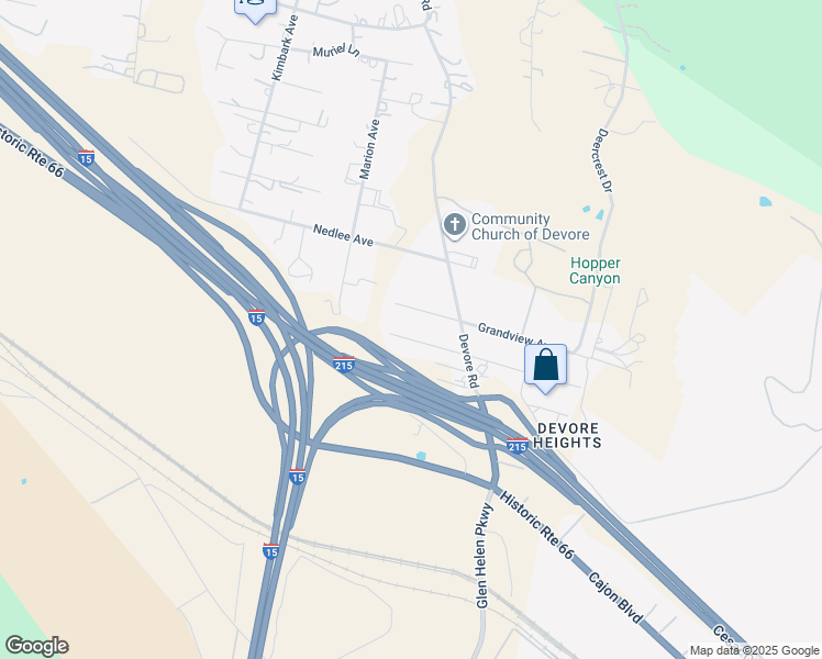 map of restaurants, bars, coffee shops, grocery stores, and more near 18280 Santa Fe Avenue in San Bernardino
